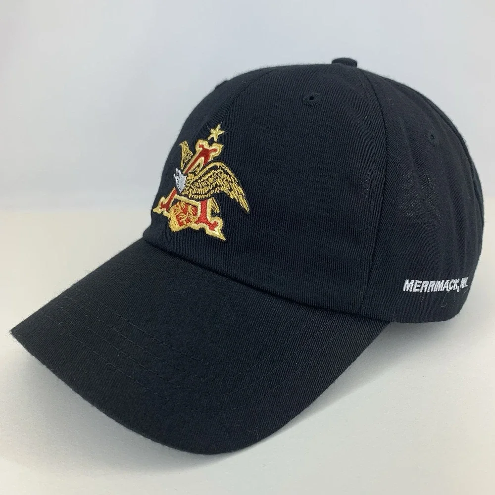 Anheuser Busch Brewery Hat Merrimack, NH Black OSFM Unstructured Baseball Cap